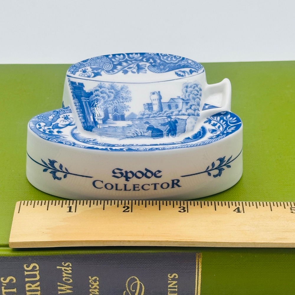 Spode Blue Italian Collector Paperweight in Teacup Form Display RARE - Picture 6 of 7